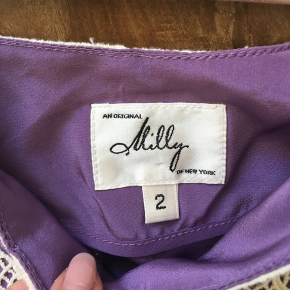 Milly Lace Crochet Lavender Silk Dress - Picture 4 of 4